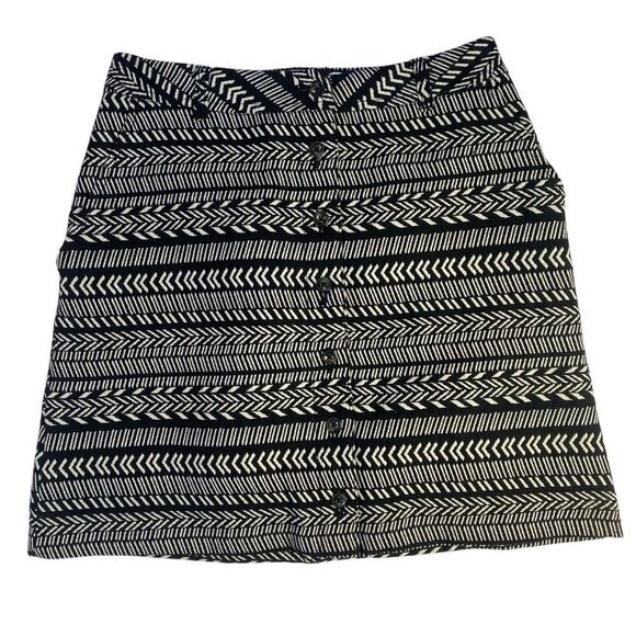 Maeve Black & White Geometric Button-Front Skirt – Anthropologie Boho Chic - Picture 2 of 12